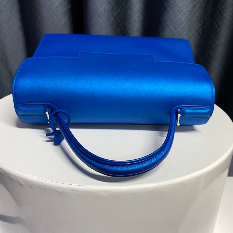 Delvaux 德爾沃 Tempete 金屬藍色手提肩背兩用包-6