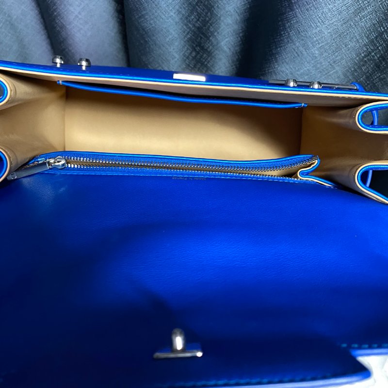 Delvaux 德爾沃 Tempete 金屬藍色手提肩背兩用包-7