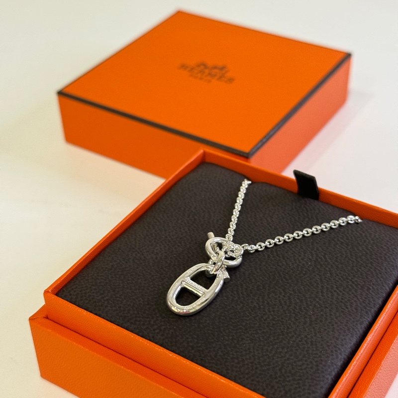 全新｜愛馬仕 Hermes Chaine d'Ancre豬鼻子 項鍊 銀色-1