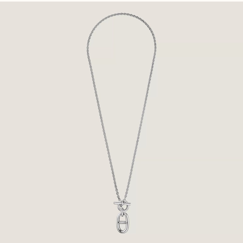 全新|愛馬仕 Hermes Chaine d'Ancre豬鼻子 項鍊 銀色-4