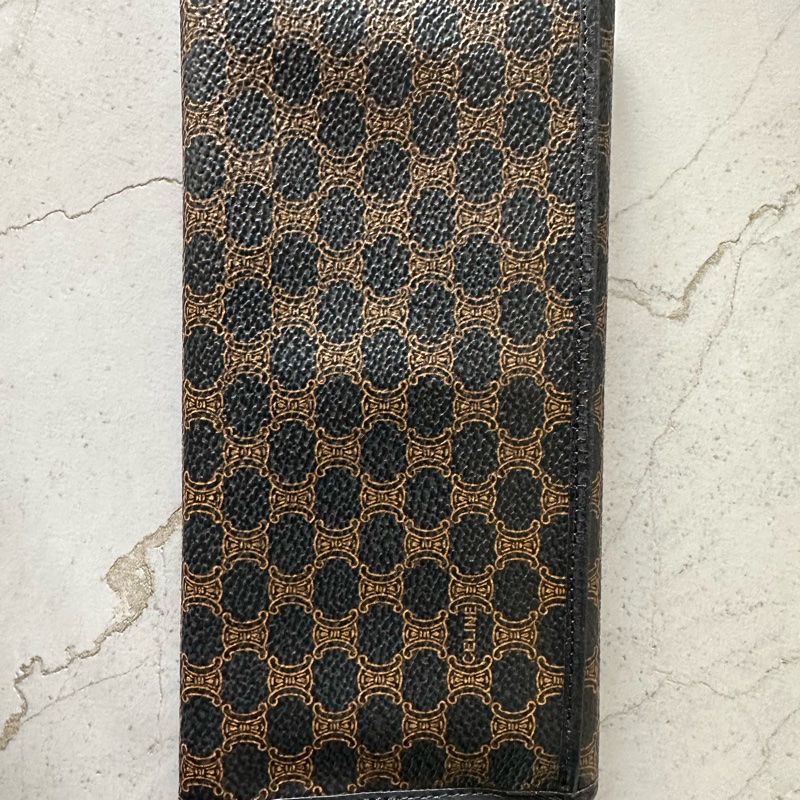 Vintage Celine 黑花長銀包-2