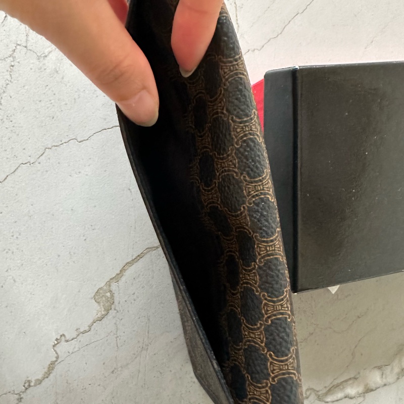 Vintage Celine 黑花長銀包-3