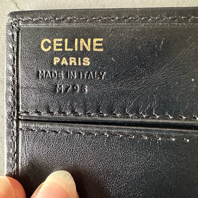 Vintage Celine 黑花長銀包-7