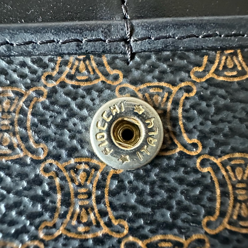 Vintage Celine 黑花長銀包-9