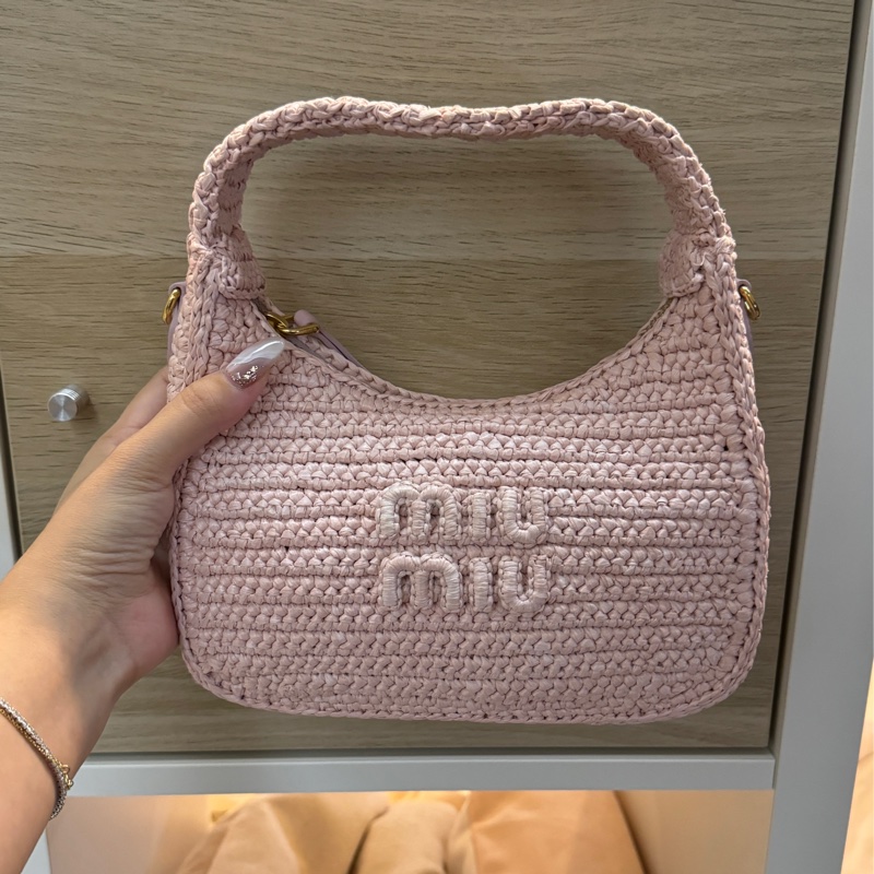 MIU MIU 粉色編織手提包 斜背包-0
