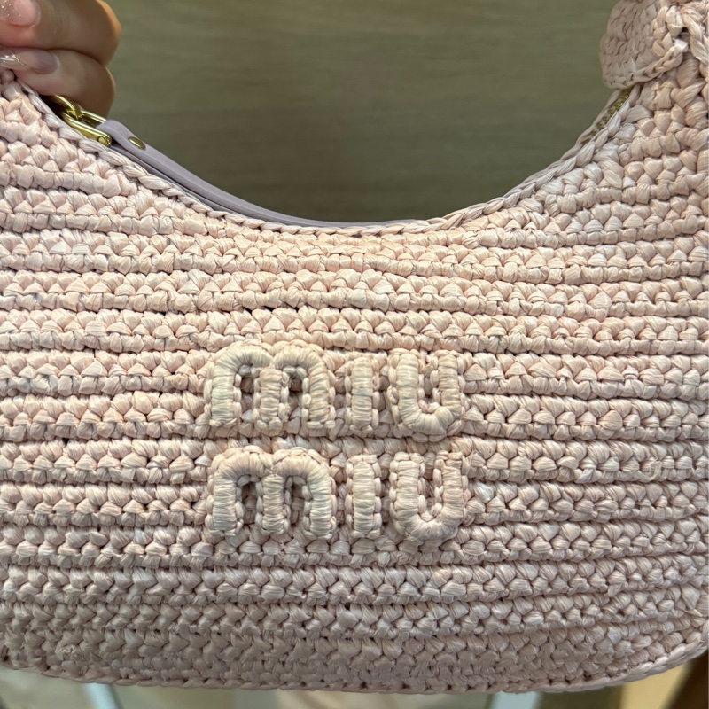 MIU MIU 粉色編織手提包 斜背包-4