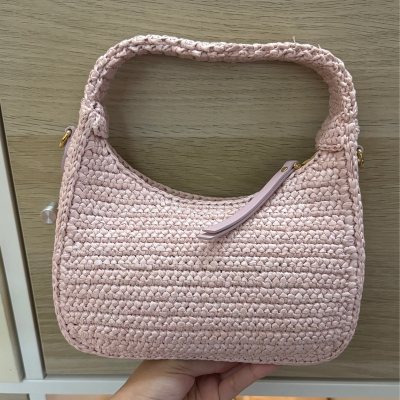 MIU MIU 粉色編織手提包 斜背包-7