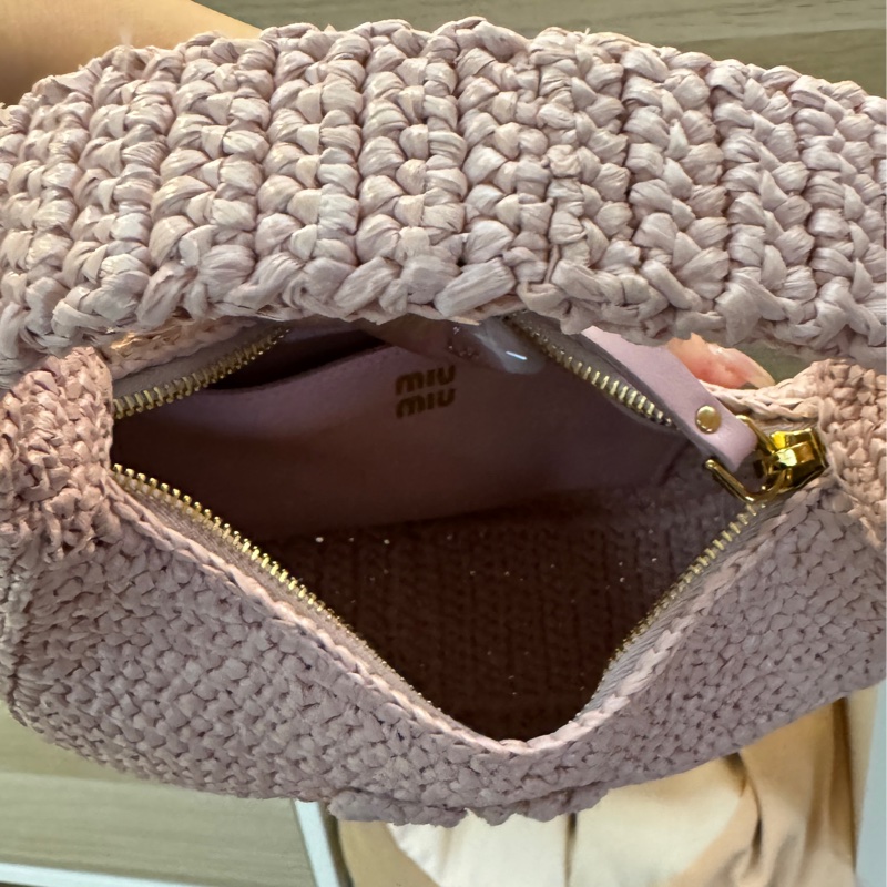 MIU MIU 粉色編織手提包 斜背包-10