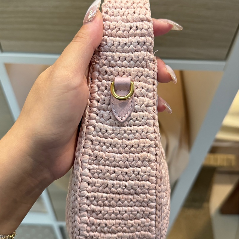 MIU MIU 粉色編織手提包 斜背包-17