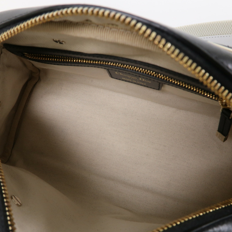 Dior 牛皮皮革Vibe Bowling Bag金扣手挽肩背兩用袋黑色/白色-4