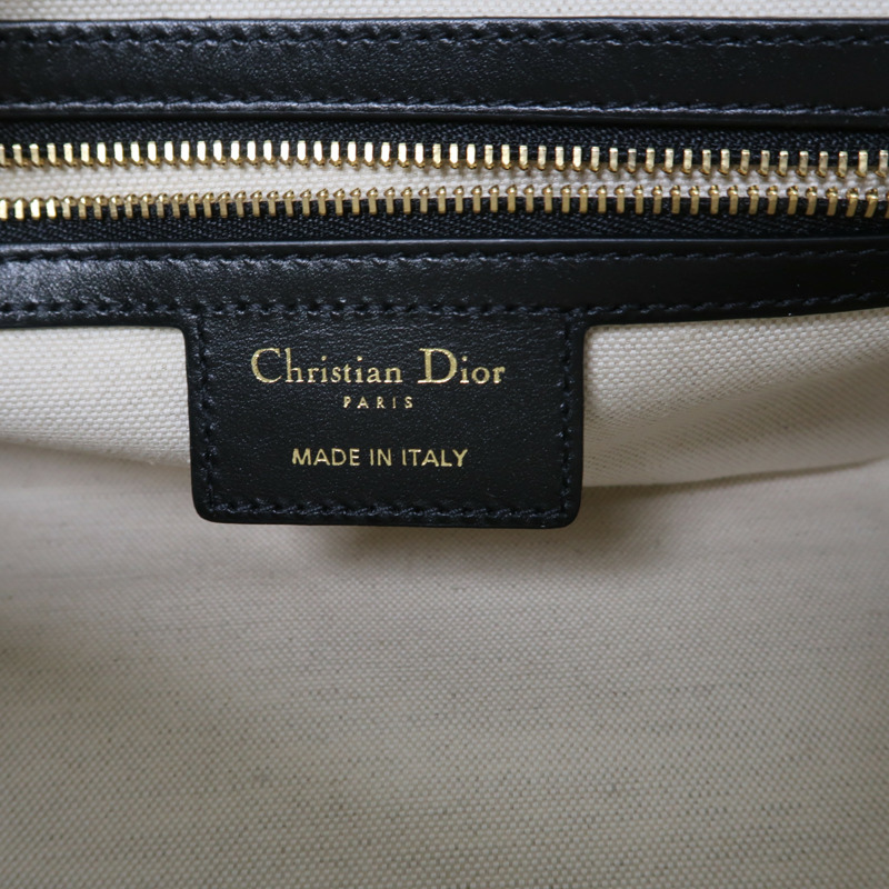 Dior 牛皮皮革Vibe Bowling Bag金扣手挽肩背兩用袋黑色/白色-5