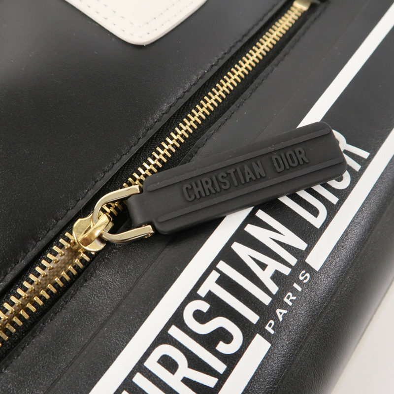 Dior 牛皮皮革Vibe Bowling Bag金扣手挽肩背兩用袋黑色/白色-8