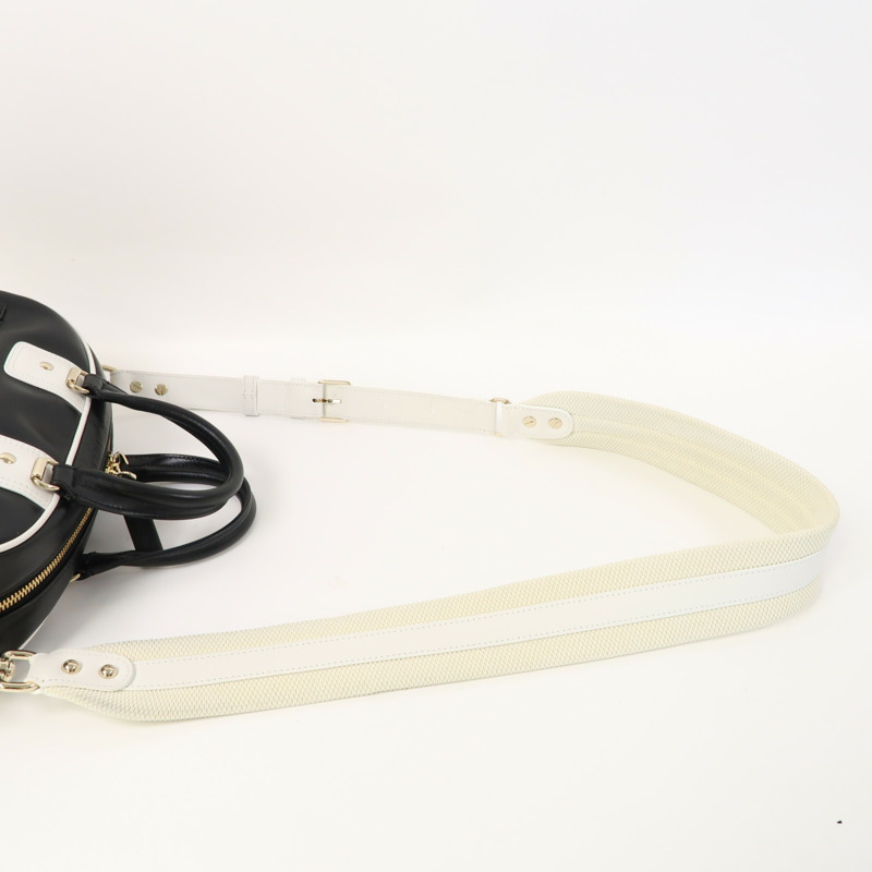 Dior 牛皮皮革Vibe Bowling Bag金扣手挽肩背兩用袋黑色/白色-9