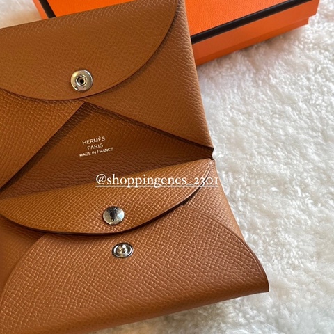 愛馬仕 calvi duo 零錢卡包 金棕色 Epsom 金剛色❗️尚未抵台