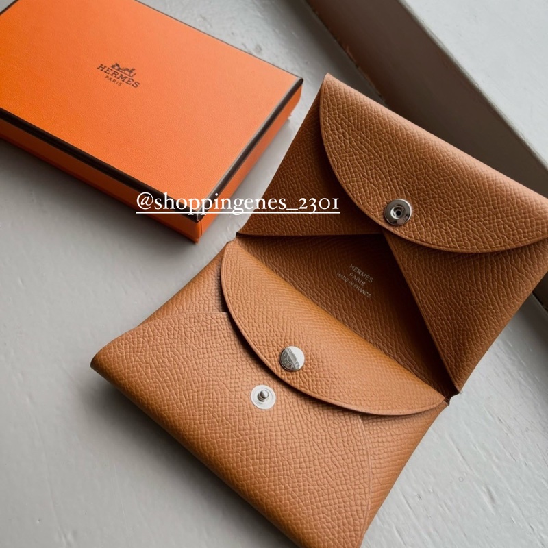 愛馬仕 calvi duo 零錢卡包 金棕色 Epsom 金剛色❗️尚未抵台-4