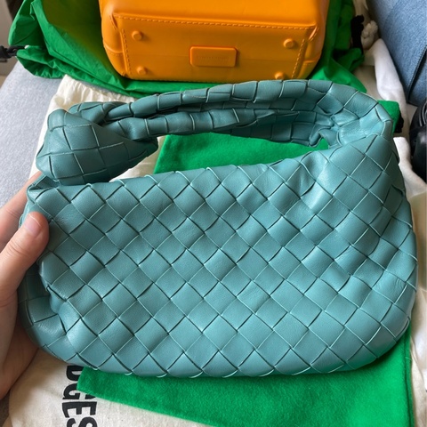 Bottega Veneta Mini Jodie 油畫藍 linoleum Intrecciato leather hobo bv