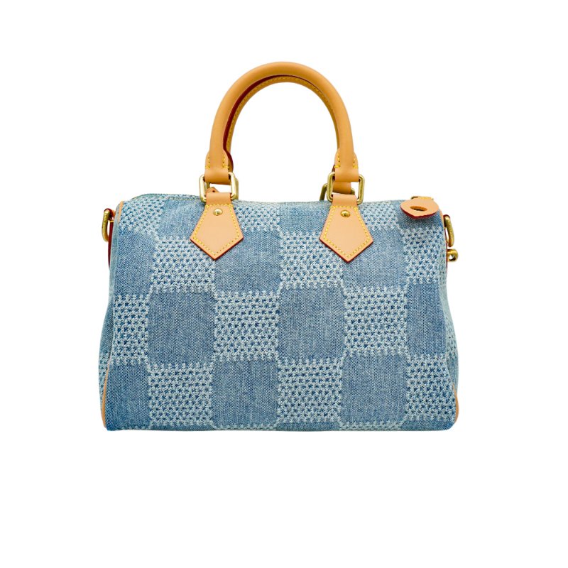 Louis Vuitton  Speedy 25 丹寧布棋盤格兩用波士頓包(N40700-牛仔藍)-3
