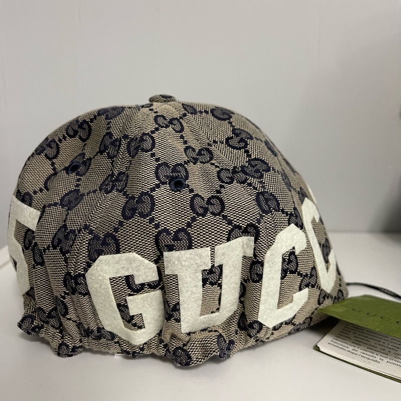 全新含吊牌 隨便賣 GUCCI 古馳 經典雙G緹花LOGO鬆緊款棒球帽 尺寸XL-3