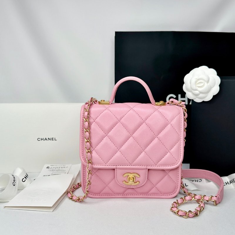 CHANEL 22k粉色手柄豆腐包-0