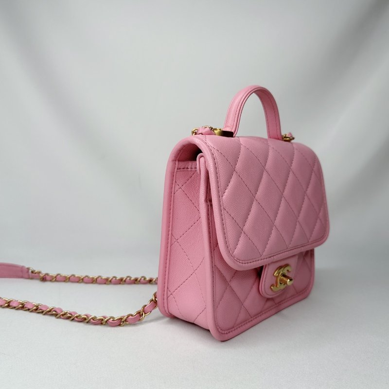 CHANEL 22k粉色手柄豆腐包-3