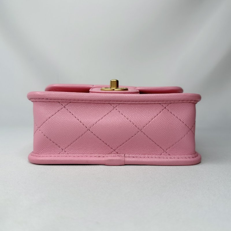 CHANEL 22k粉色手柄豆腐包-10