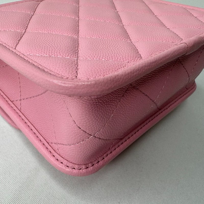 CHANEL 22k粉色手柄豆腐包-13