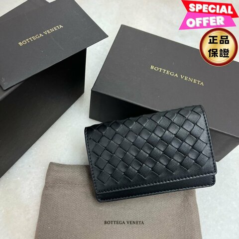 🎉新品好折扣✨Bottega Veneta 133945 小羊皮編織皮革卡套 黑色