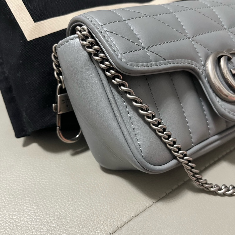 GUCCI GG Marmont Super Mini 超級迷你 肩背包 灰/銀色-7