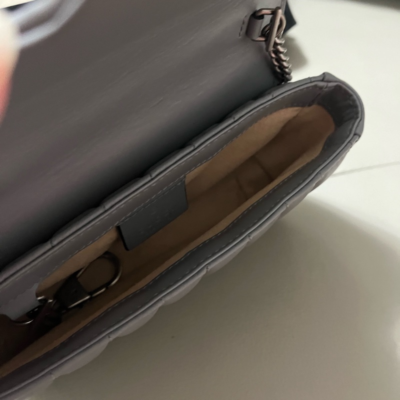 GUCCI GG Marmont Super Mini 超級迷你 肩背包 灰/銀色-17