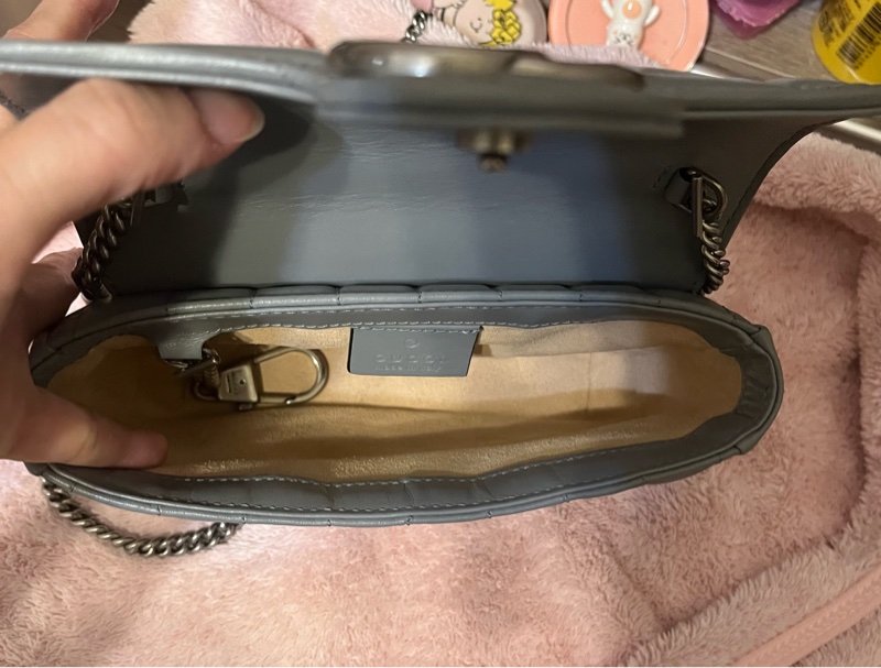 GUCCI GG Marmont Super Mini 超級迷你 肩背包 灰/銀色-9