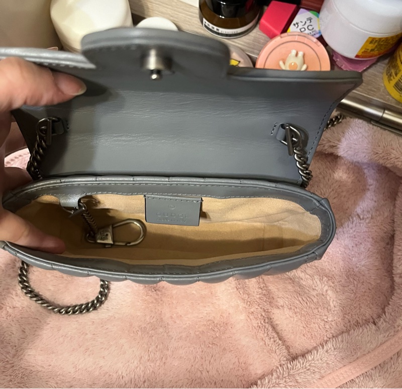 GUCCI GG Marmont Super Mini 超級迷你 肩背包 灰/銀色-10