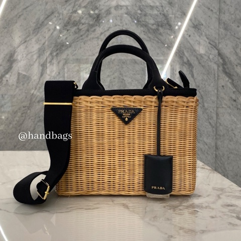 PRADA 竹籃包 藤編包 竹編包 方包 草編包 1BG835