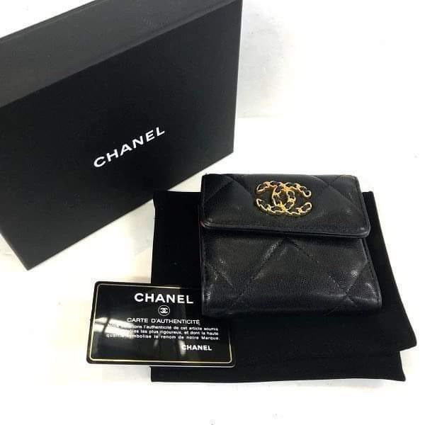 Chanel 19 黑金 短夾 三折短夾-0