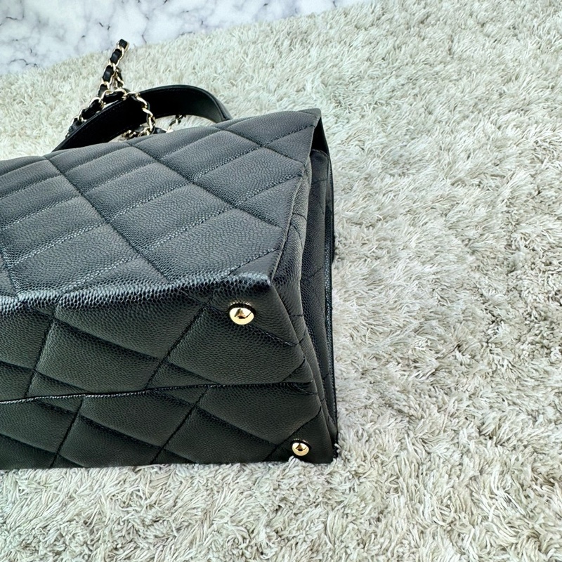 香奈兒 Chanel  24P春夏小球紋  手柄Kelly盒子  手提包  肩背包  斜背包黑色金釦-17