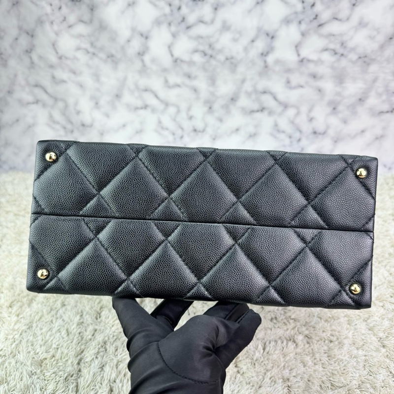 香奈兒 Chanel  24P春夏小球紋  手柄Kelly盒子  手提包  肩背包  斜背包黑色金釦-19