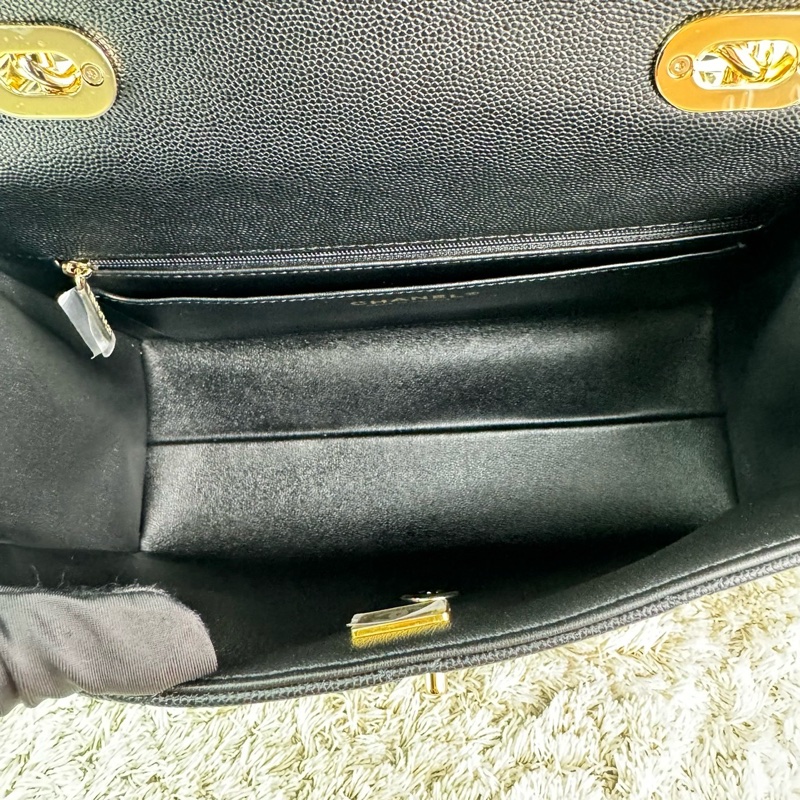 香奈兒 Chanel  24P春夏小球紋  手柄Kelly盒子  手提包  肩背包  斜背包黑色金釦-36