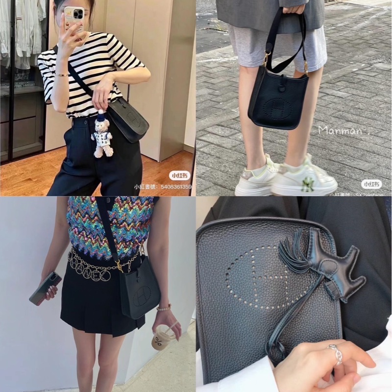 #HERMES Mini Evelyne 16 黑色金扣-1
