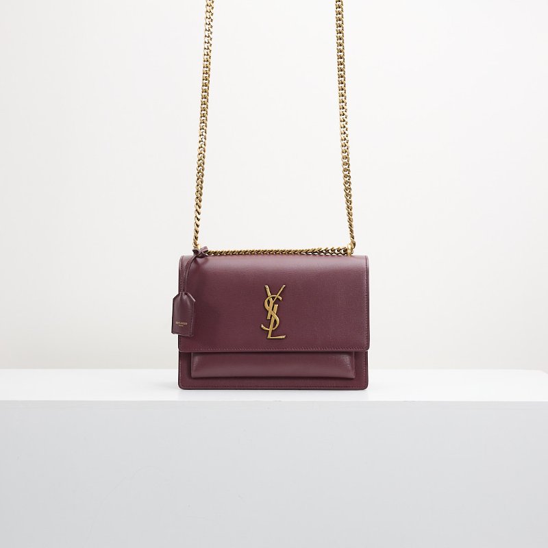 Ysl sunset 日落包/酒紅色中號-0