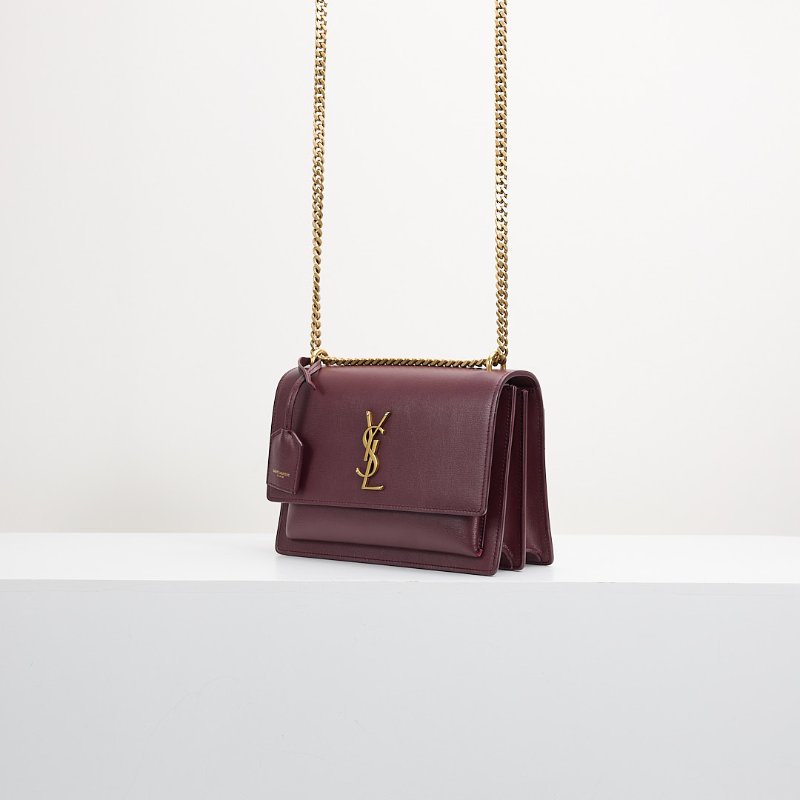 Ysl sunset 日落包/酒紅色中號-1