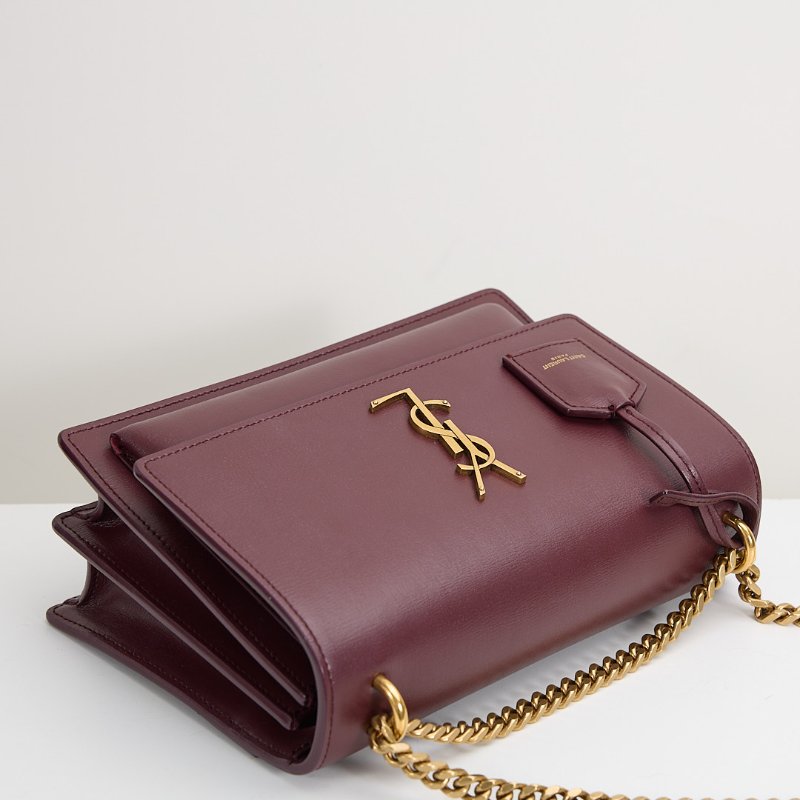 Ysl sunset 日落包/酒紅色中號-14