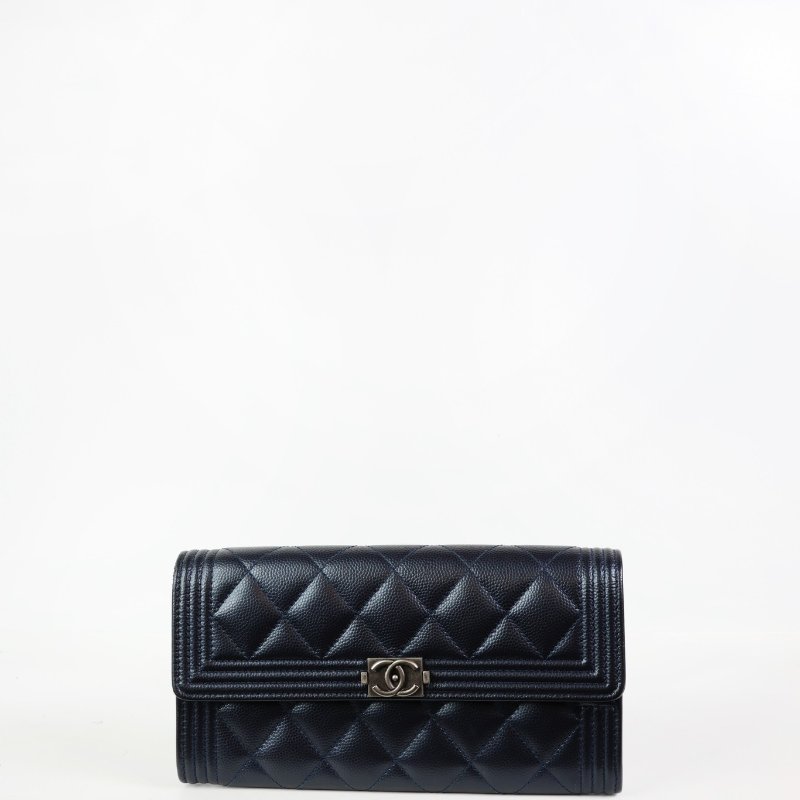 二手Chanel Boy 長夾 深藍款-0