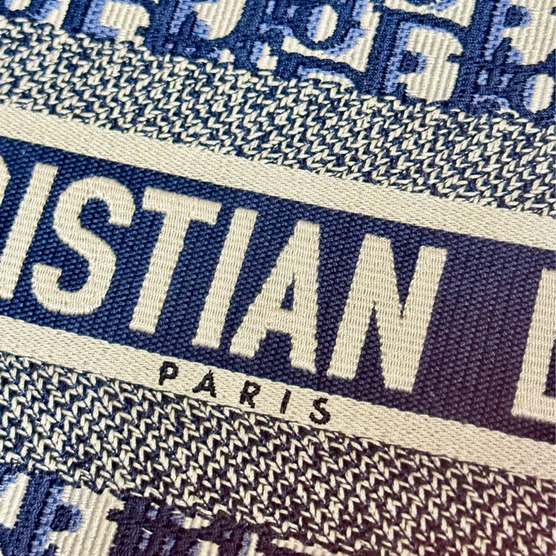 DIOR Oblique 緹花 刺繡 BOOK TOTE 中號 老花 購物包 托特包 藍色 經典款-0