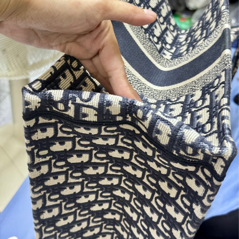 DIOR Oblique 緹花 刺繡 BOOK TOTE 中號 老花 購物包 托特包 藍色 經典款-3