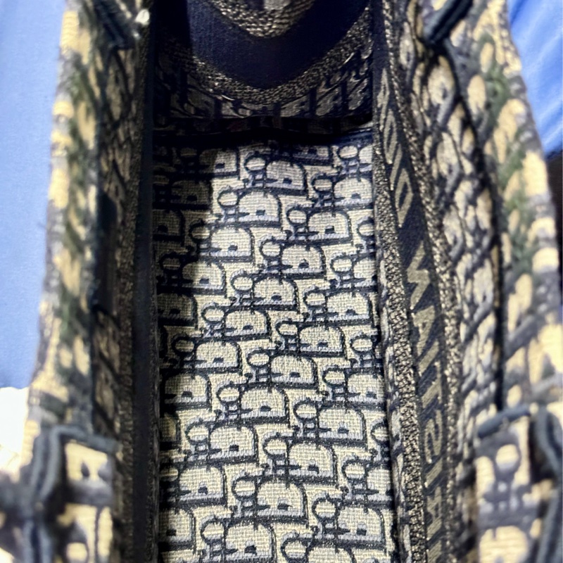DIOR Oblique 緹花 刺繡 BOOK TOTE 中號 老花 購物包 托特包 藍色 經典款-10