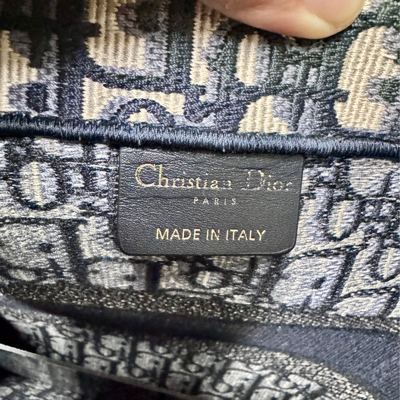 DIOR Oblique 緹花 刺繡 BOOK TOTE 中號 老花 購物包 托特包 藍色 經典款-13