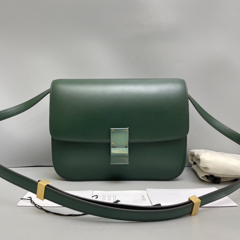 Celine Classic Teen Box墨綠色豆腐包-0