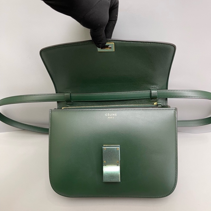 Celine Classic Teen Box墨綠色豆腐包-8