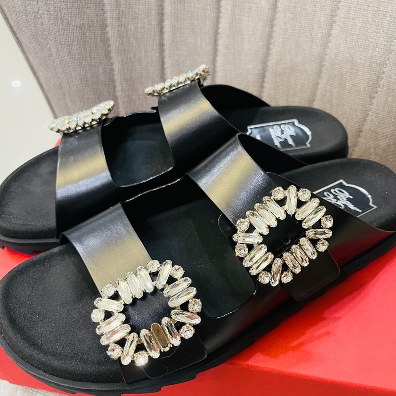 Roger vivier 經典水晶方鑽勃肯拖鞋41號-0