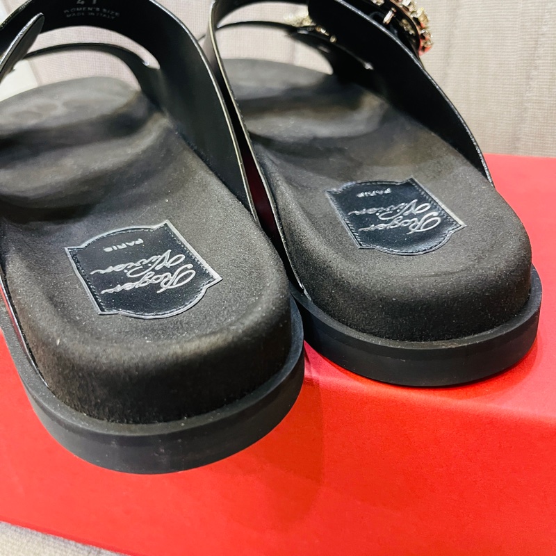 Roger vivier 經典水晶方鑽勃肯拖鞋41號-4