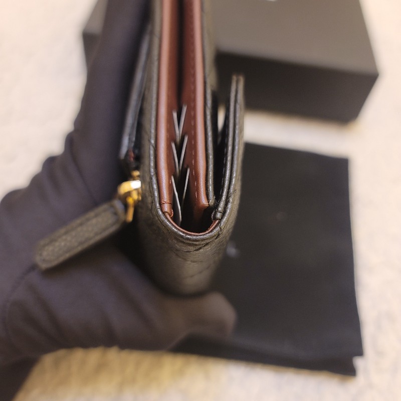 🎊七夕優惠🎊 CHANEL香奈兒 經典雙C金色LOGO菱格紋荔枝紋牛皮短夾-13